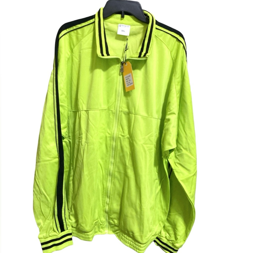 R Rambler Track Jacket NEW 4XL Lime Green Full Zip Ribbed Collar/Cuffs NWT